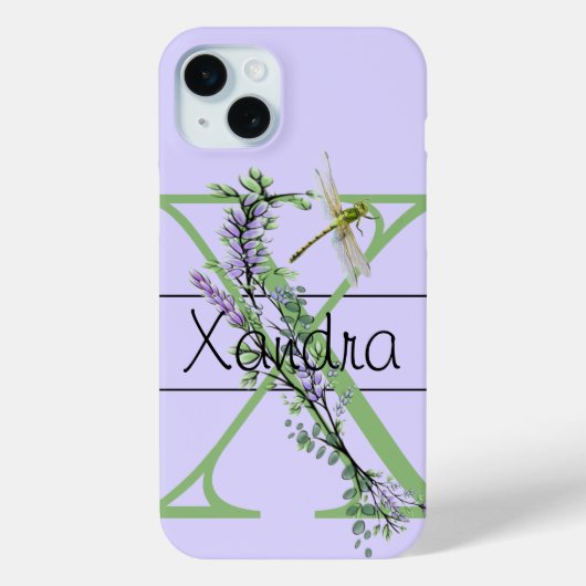 Monogram alfabet X Lavendel Eucalyptus Dragonfly Case-Mate iPhone Case (Achterkant)