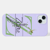 Monogram alfabet Z Lavendel Eucalyptus Dragonfly iPhone Hoesje (Achterkant horizontaal)