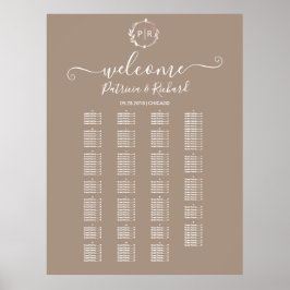 Monogram Alfabetisch zitplaatsbord bord Poster