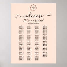 Monogram Alfabetisch zitplaatsbord bord Poster
