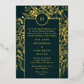 Monogram All in One QR CODE RSVP Website Huwelijk Folie Uitnodiging (Voorkant)
