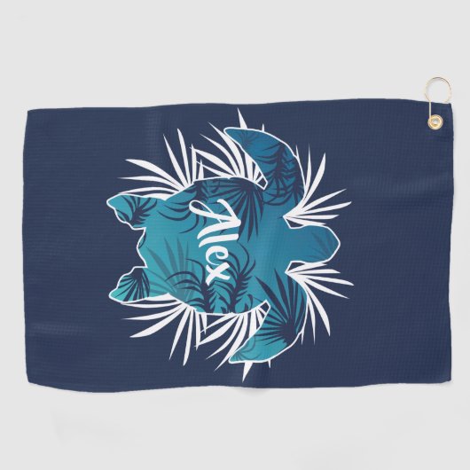 Monogram Aloha tropische schildpad Golfhanddoek (Horizontaal)