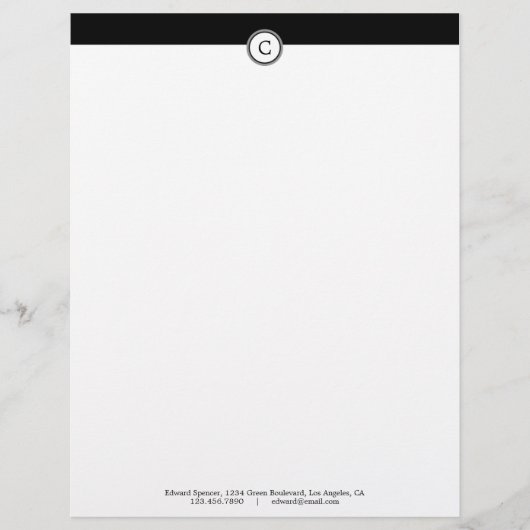 Monogram Alphabet Black Letterhead Persoonlijk Briefhoofd (Voorkant)