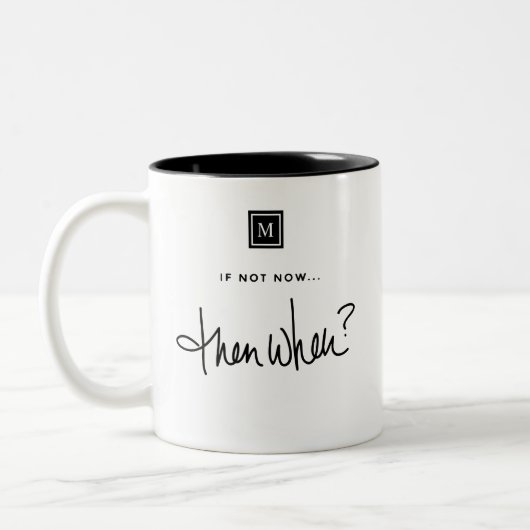 Monogram als niet nu dan wanneer het Inspirerend C Tweekleurige Koffiemok (Links)