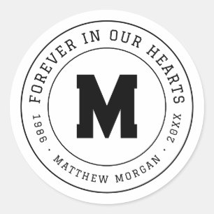 Monogram 'Altijd in Onze Hart' Herdenkingsmonogram Ronde Sticker