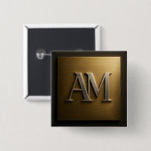 Monogram AM Geborsteld Goud Metaal Design Vierkante Button 5,1 Cm (Voorkant /achterkant)