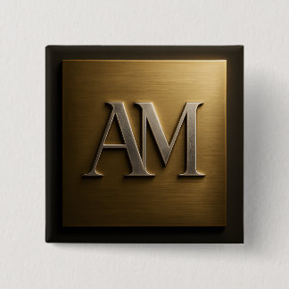 Monogram AM Geborsteld Goud Metaal Design Vierkante Button 5,1 Cm