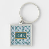 Monogram | Amadora Blue Pattern Sleutelhanger (Voorkant)
