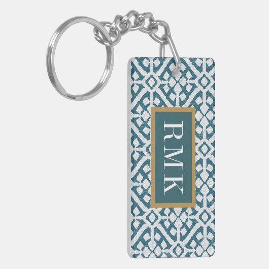 Monogram | Amadora Blue Pattern Sleutelhanger (Voorkant Links)