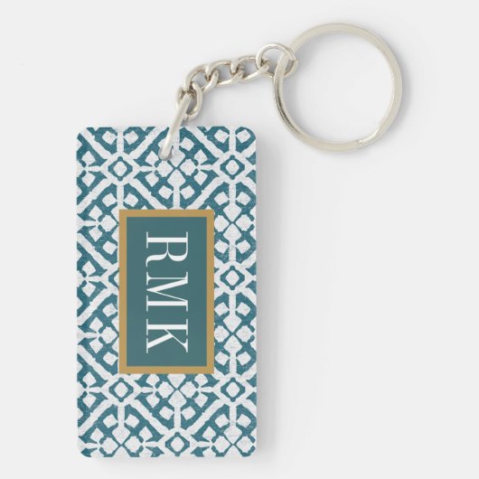 Monogram | Amadora Blue Pattern Sleutelhanger (achterkant)
