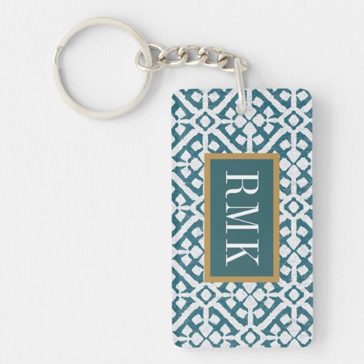 Monogram | Amadora Blue Pattern Sleutelhanger (Voorkant)