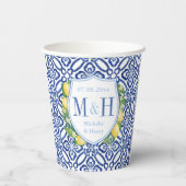 Monogram amalfi Lemons Wedding Shower Couples Papieren Bekers (Achterkant)