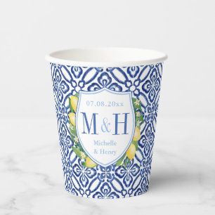 Monogram amalfi Lemons Wedding Shower Couples Papieren Bekers