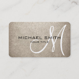 Monogram amandel leerlook visitekaartje