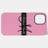 Monogram Amarant roze Achtergrond iPhone Hoesje (Achterkant horizontaal)