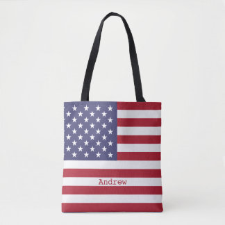 Monogram Amerikaans Vlag op 4 juli Personaliseren Tote Bag