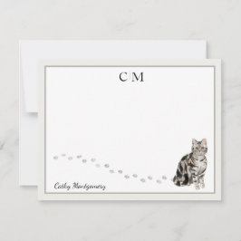 Monogram Amerikaanse Short Hair Cat Gray Lijst Notitiekaartje