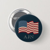 Monogram Amerikaanse vlag Button Gift (Voorkant /achterkant)