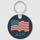Monogram Amerikaanse vlag Sleutelhanger Gift (Voorkant)