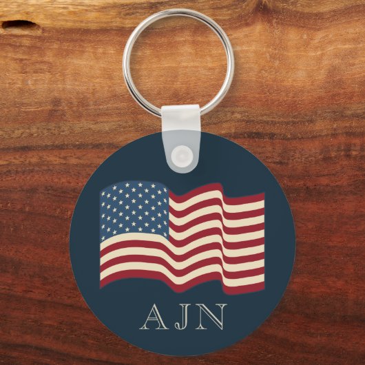 Monogram Amerikaanse vlag Sleutelhanger Gift (Voorkant)