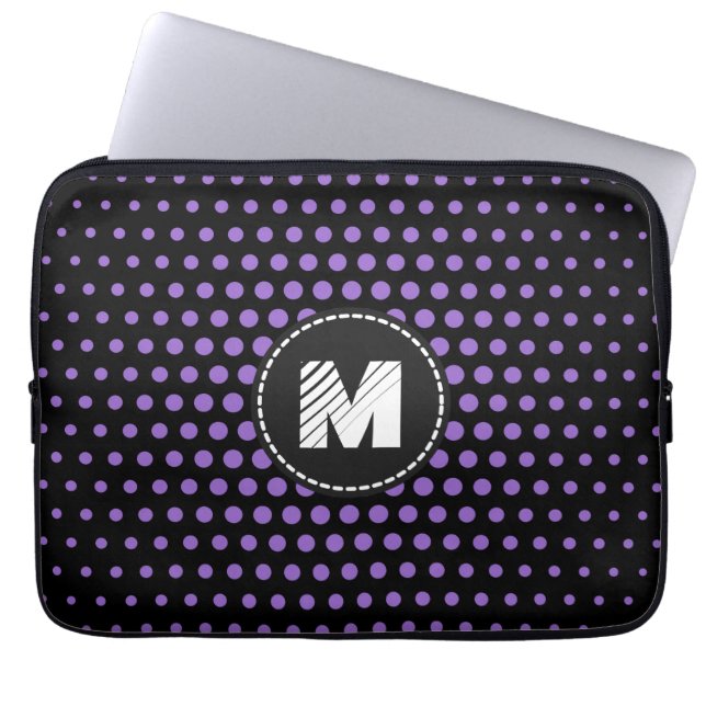Monogram Amethyst Techno Stippen Modern Laptop Sleeve (Voorkant)