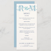 Monogram Ampersand Dusty Navy Blue Wedding Menu (Voorkant / Achterkant)