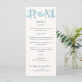 Monogram Ampersand Dusty Navy Blue Wedding Menu (Staand voorkant)