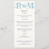 Monogram Ampersand Dusty Navy Blue Wedding Menu (Voorkant)