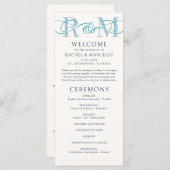 Monogram Ampersand Dusty Navy Blue Wedding Program (Voorkant / Achterkant)