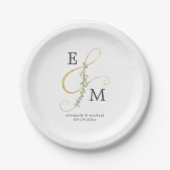 Monogram Ampersand Eucalyptus Greenery Wedding Papieren Bordje (Voorkant)