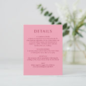 Monogram Ampersand Red Pink Wedding Details Informatiekaartje (Staand voorkant)