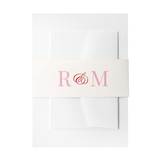 Monogram Ampersand Red Pink Wedding Uitnodigingen Wikkel (Voorkant Voorbeeld)