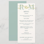 Monogram Ampersand Sage Green Wedding Menu (Voorkant / Achterkant)