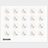 Monogram Ampersand Script bruiloft Ronde Sticker (Vel)