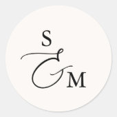 Monogram Ampersand Script bruiloft Ronde Sticker (Voorkant)