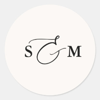 Monogram Ampersand Script Ivory Wedding Ronde Sticker