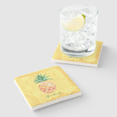 Monogram ananananappel Gele Waterverf Familie Stenen Onderzetter (Zijkant)