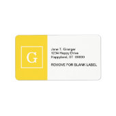 Monogram ananananas Geel Wit omgevormd Initiaal Etiket (Voorkant)