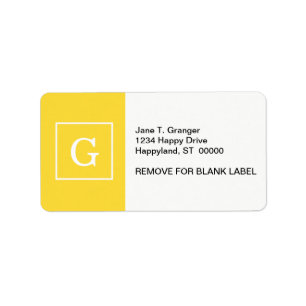 Monogram ananananas Geel Wit omgevormd Initiaal Etiket