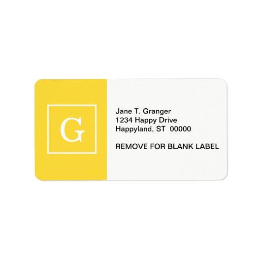 Monogram ananananas Geel Wit omgevormd Initiaal Etiket (Voorkant)