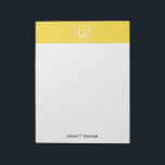 Monogram ananananas Geel Wit omgevormd Initiaal Notitieblok<br><div class="desc">Ananas Geel en Wit omhuld Initiaal Monogram Een stijlvolle, vaste anananasgele achtergrond met een wit omhuld gebied voor uw monogram, naam of andere tekst. U kunt de tekstdoopvont ook veranderen, de doopvontgrootte en de kleur veranderen, de tekst bewegen, enz. Als je dit ontwerp in andere kleuren zou willen zien, laat...</div>