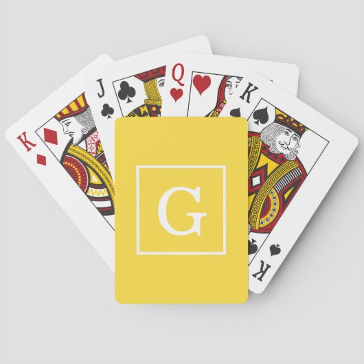 Monogram ananananas Geel Wit omgevormd Initiaal Pokerkaarten (Achterkant)