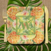 Monogram anananas Flowers Greenery Papieren Bordje