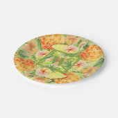 Monogram anananas papieren bordje (Gekanteld)