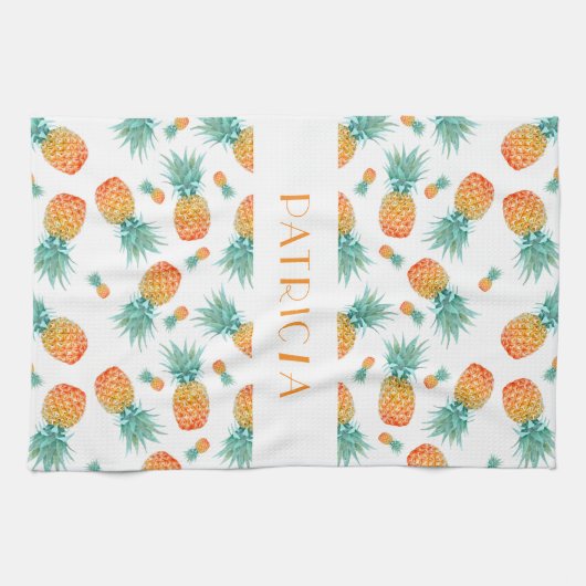 Monogram Ananas Fruit Patroon Theedoek (Horizontaal)
