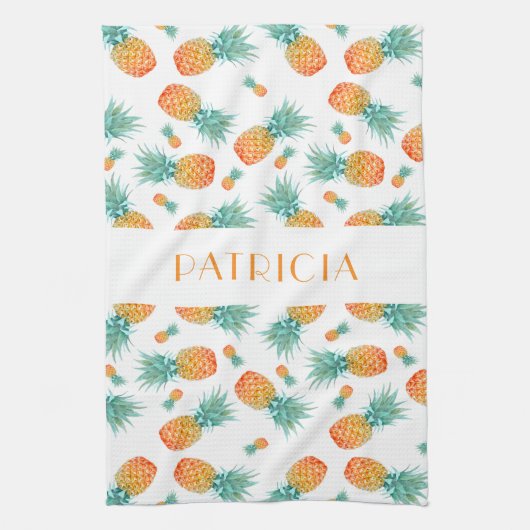 Monogram Ananas Fruit Patroon Theedoek (Verticaal)