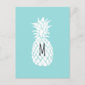 Monogram Ananas Graphic Wit op Pastel Blu Briefkaart (Voorkant)