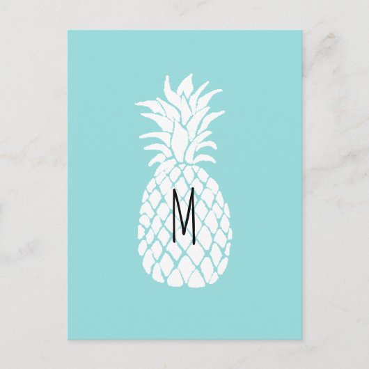 Monogram Ananas Graphic Wit op Pastel Blu Briefkaart (Voorkant)