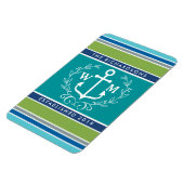 Monogram Anchor Laurel Wreath Stripes Nautical Magneet (Linkerzijde)