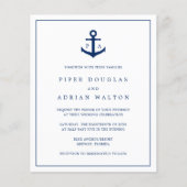 Monogram Anchor Nautical Budget Wedding Uitnodigin (Voorkant)